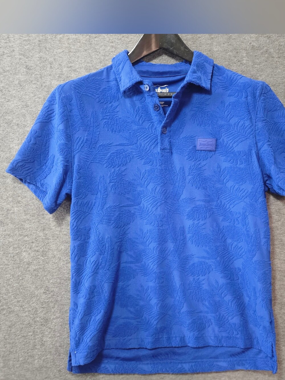 Dogg Supply by Snoop Dogg Blue Floral Polo Short Sleeve Shirt Men's Size Large